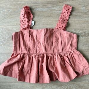 En Saison Salmon/Coral Lace Strap Women's Top